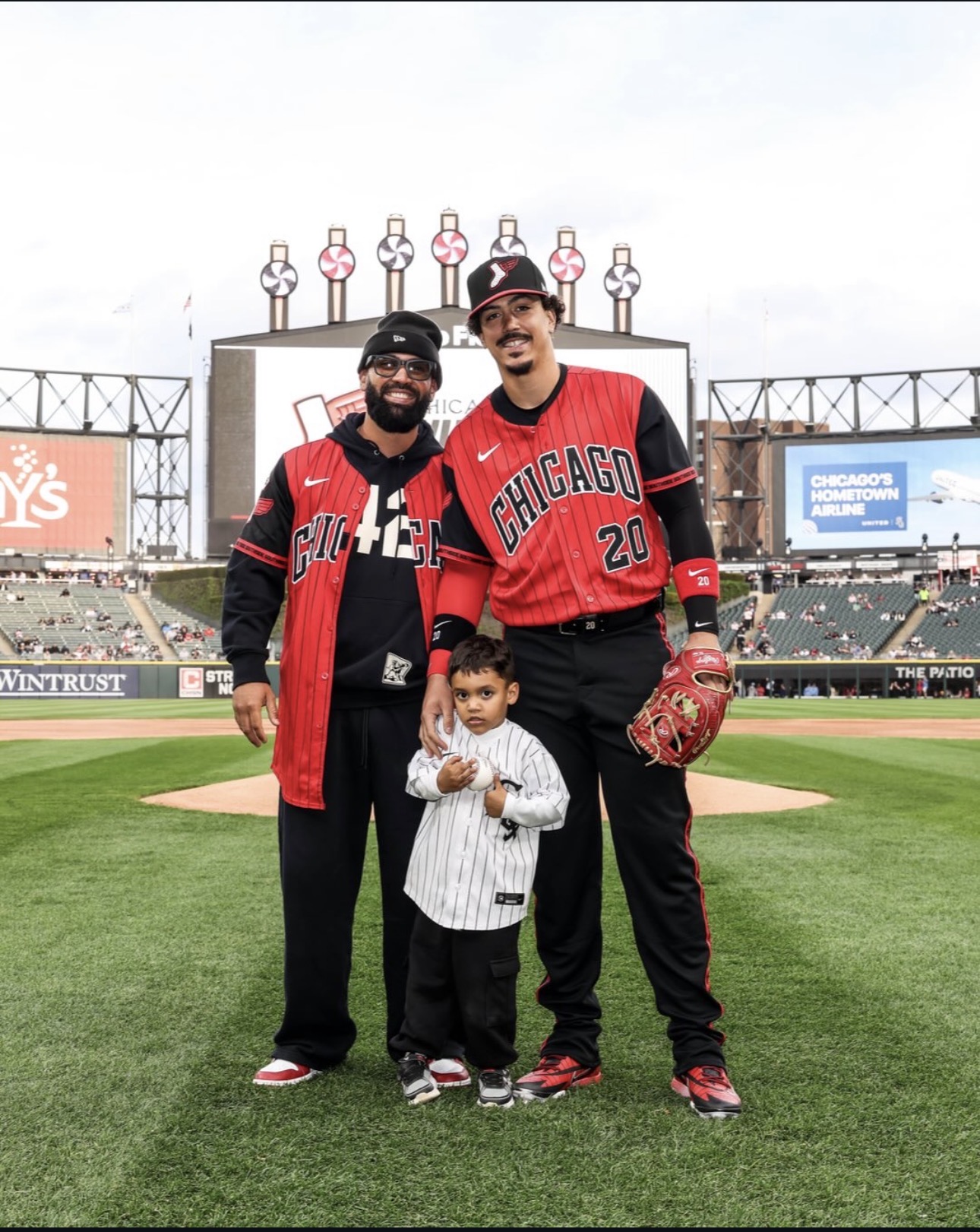Coach Alejandro Echarri with family at Chicago White Sox stadium